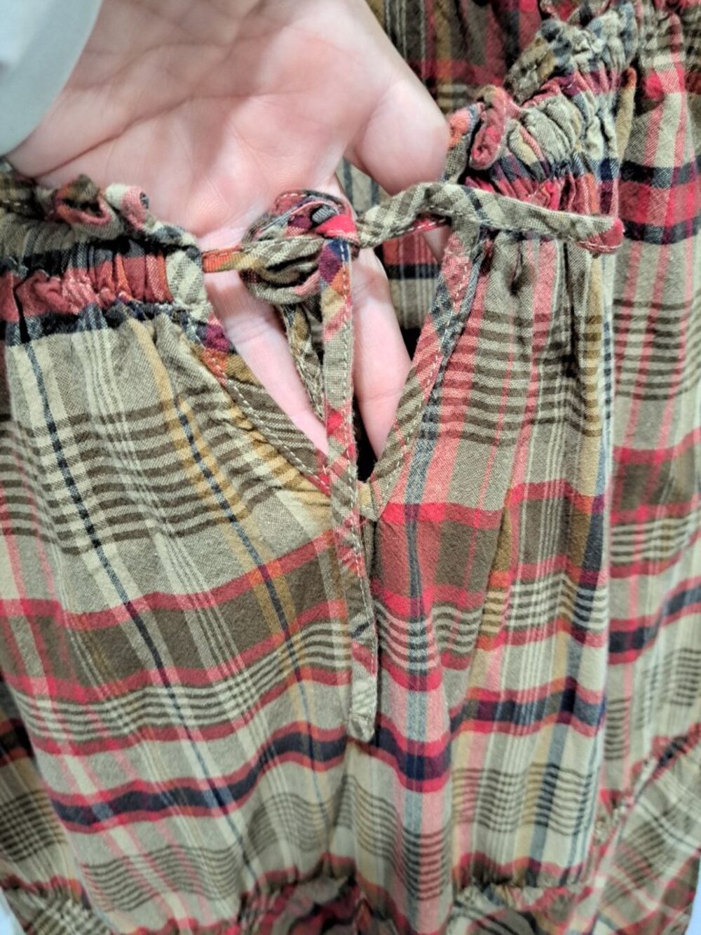Converse One Star Womens Plaid Ruffle Dress Short Sleeve Size L Dark Academia - Picture 2 of 12